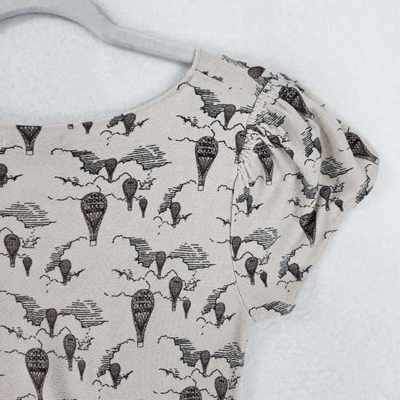 Leifnotes Dress Womens Small Tan Up Away Hot Air Balloon A Line Anthropologie - Picture 14 of 14
